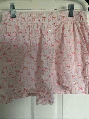 Pink Bow-Print Cotton Sleep Shorts